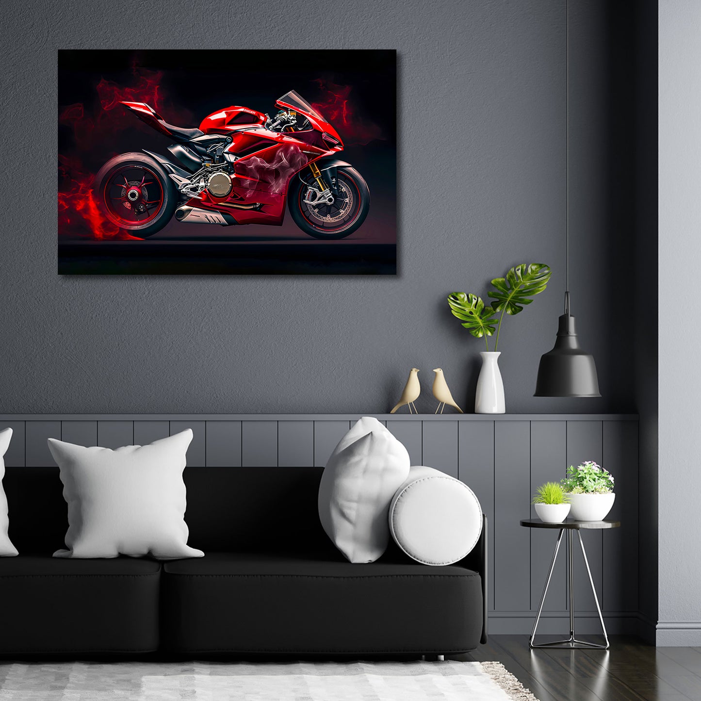 Rotes Motorrad Geschwindigkeit Technik Kraft Wandbild