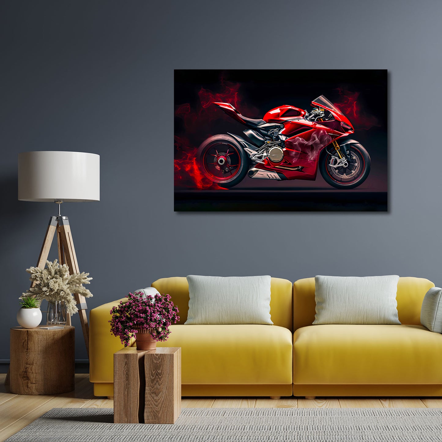 Rotes Motorrad Geschwindigkeit Technik Kraft Wandbild