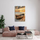 Maritimes Boot Wandbild über dem Sofa im Wohnzimmer