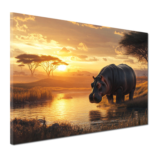 Safari Flusspferd in der Savanne Wandbild