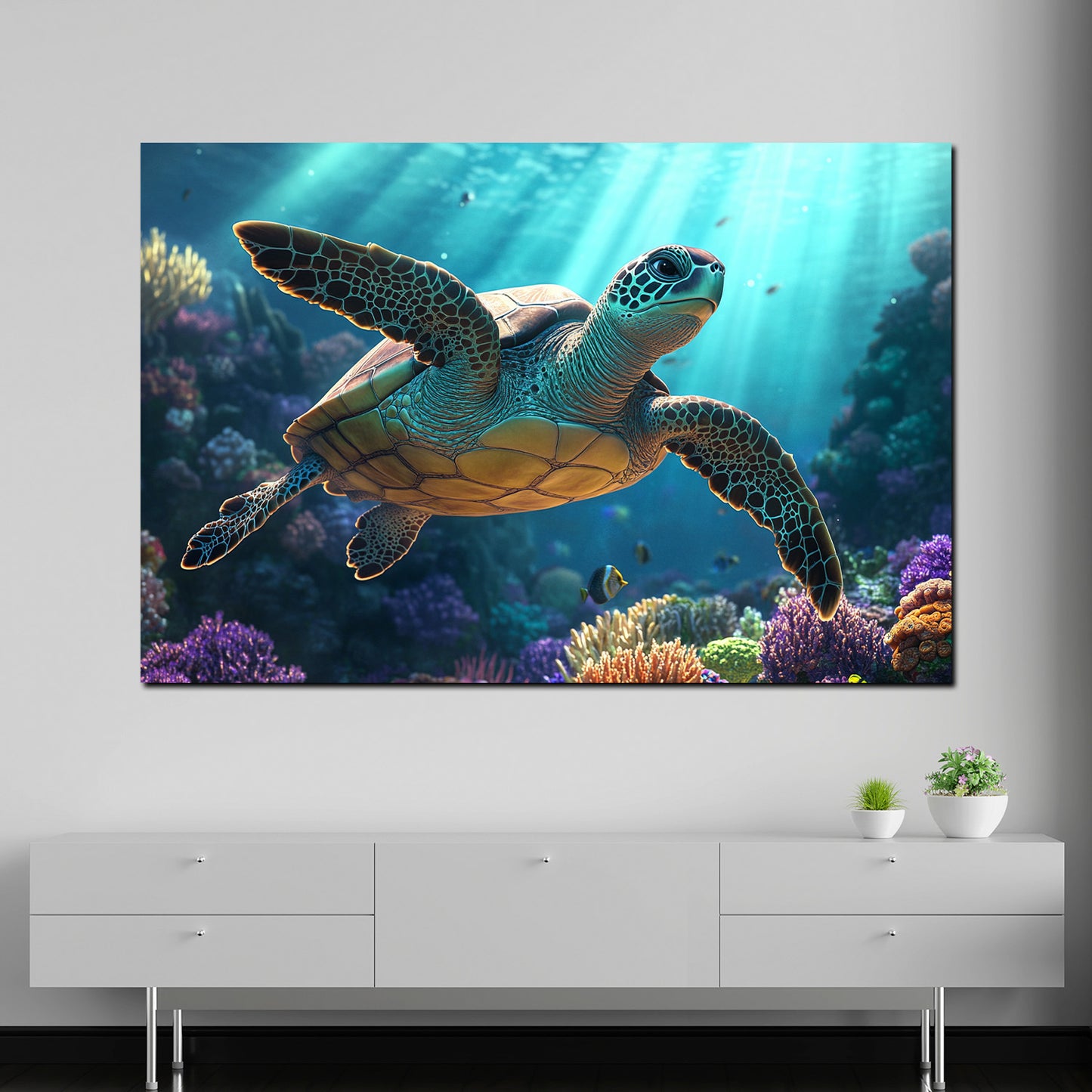 Schildkröte Korallenriff Unterwasser Wandbild