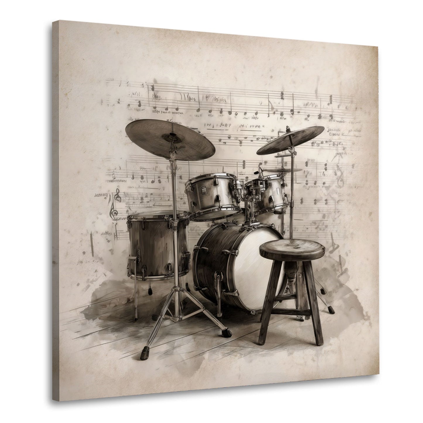 Schlagzeug musikalische Illustration Noten Hintergrund Wandbild