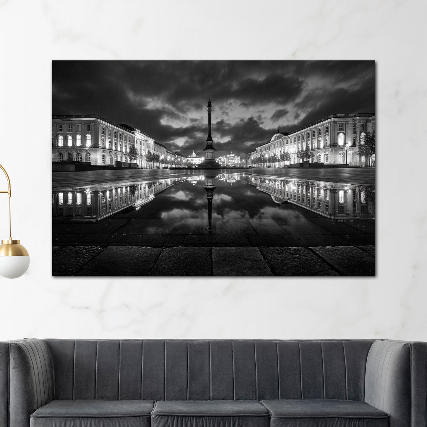 Schlossplatz München Spiegelung schwarz weiß Wandbild