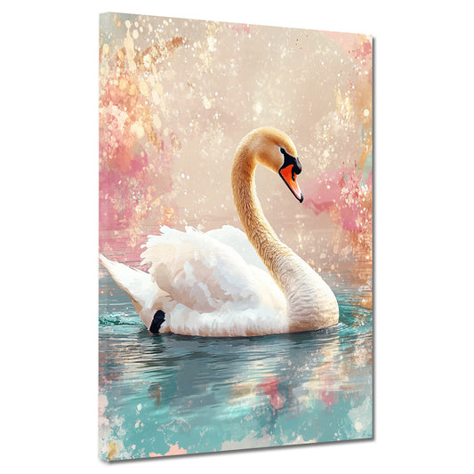 Schwan im Wasser Romantik Pastellfarben Wandbild