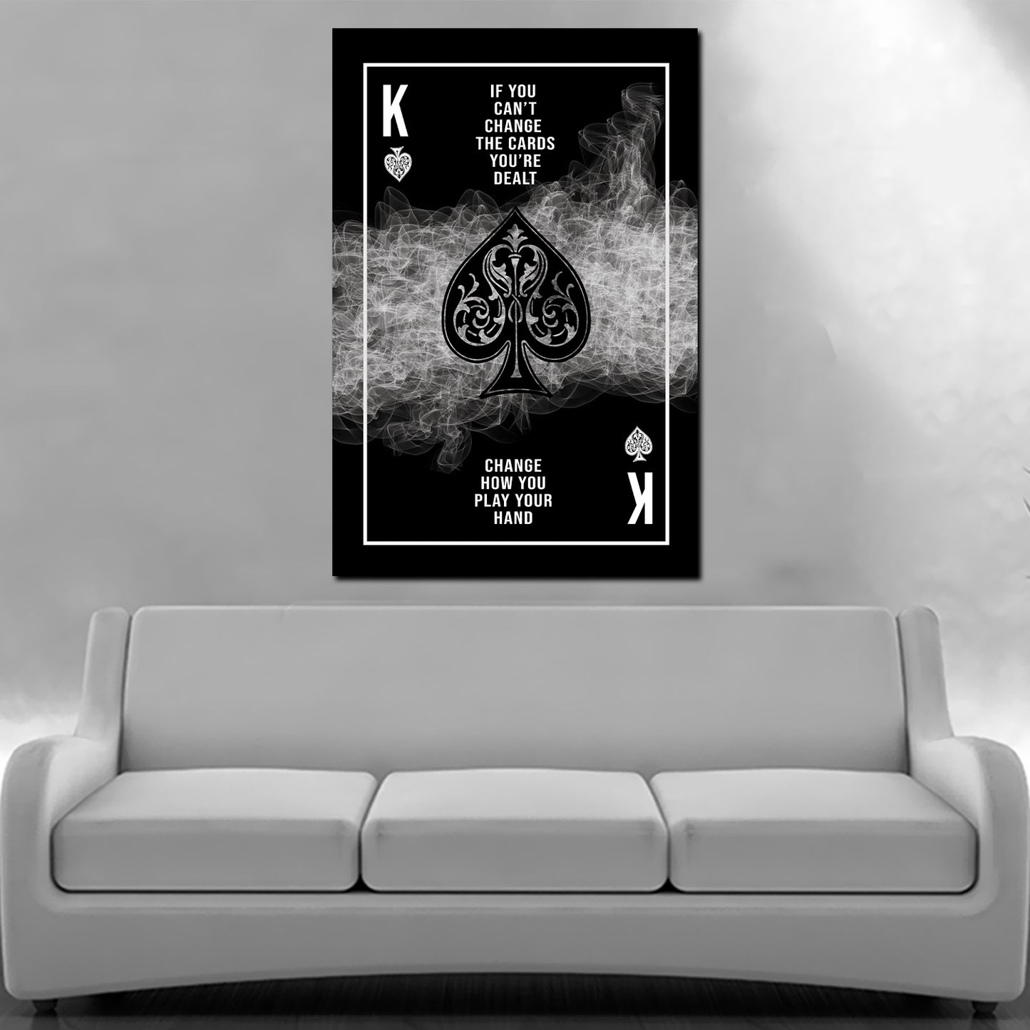 Schwarz Weiß Pokerkarte Motivation Change How You Play Wandbild