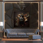 Schwarzer Duftflakon Blumen Design Glamour Wandbild