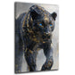 Schwarzer Panther im Sprung mit Goldglanz Wandbild