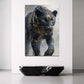 Schwarzer Panther im Sprung mit Goldglanz Wandbild
