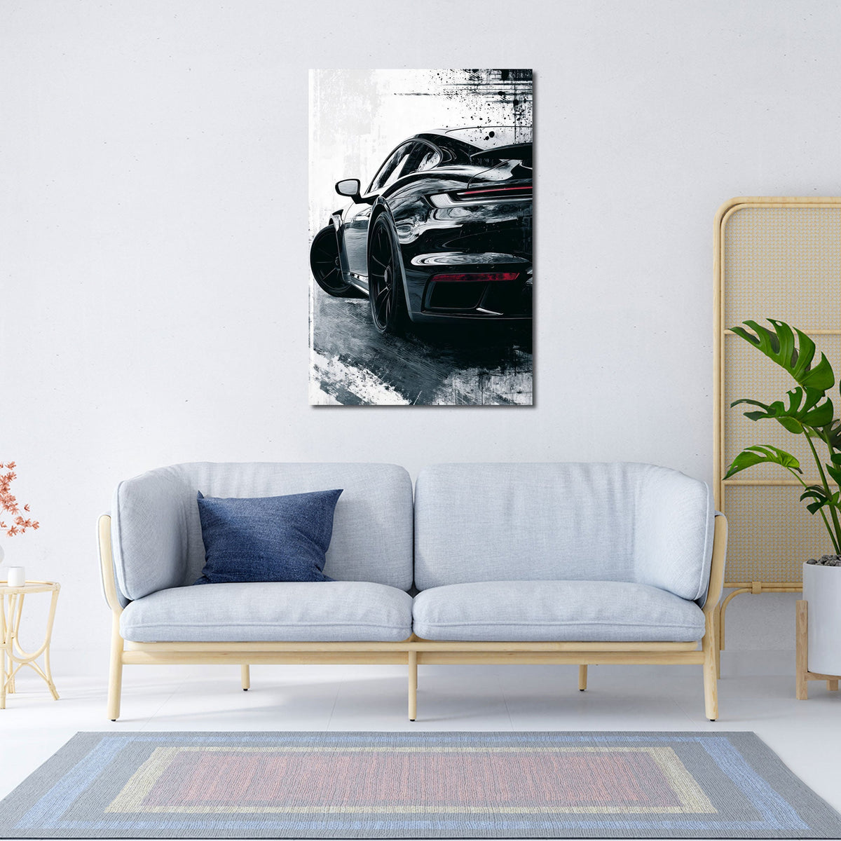 Schwarzer Sportwagen als Wandbild im Jugendzimmer