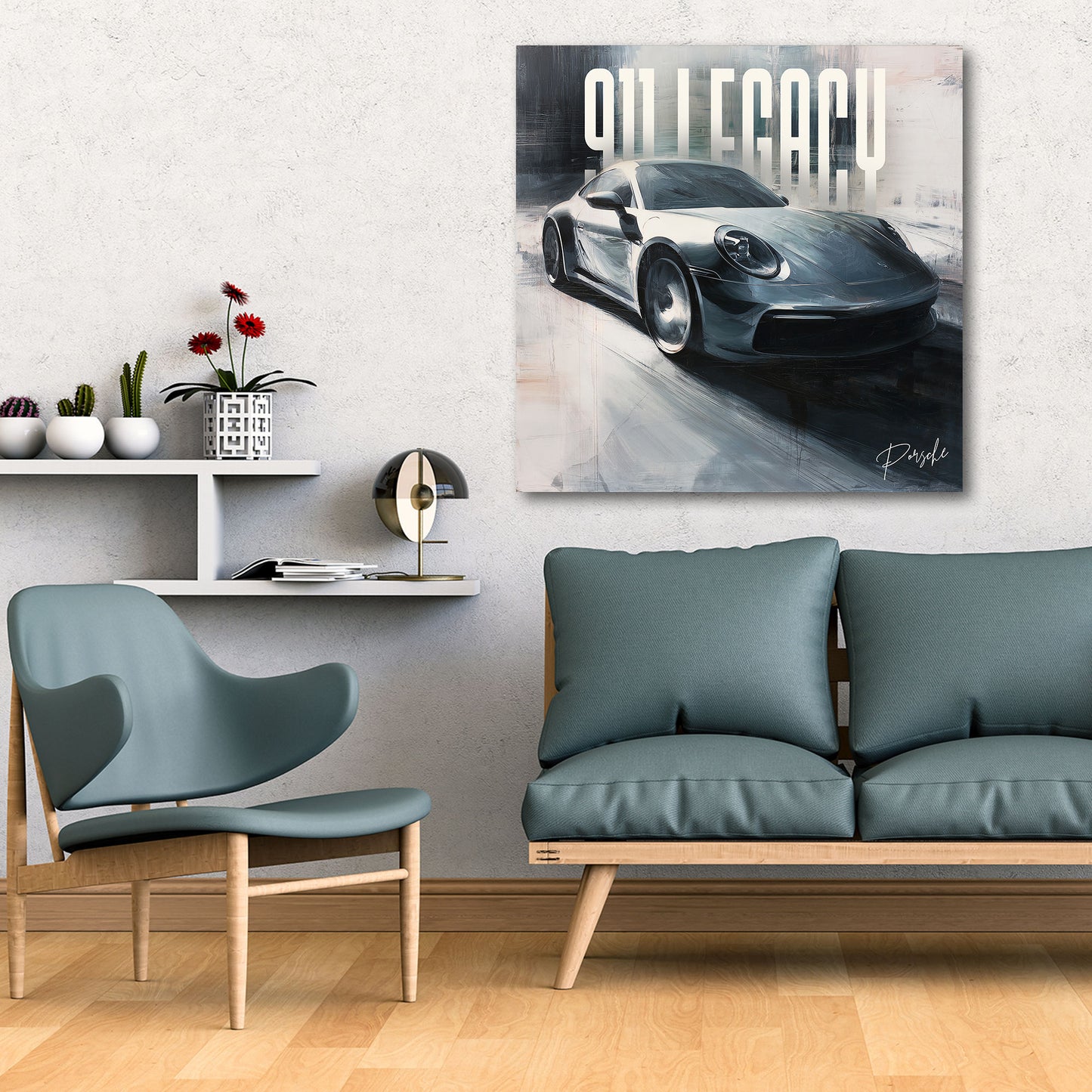 Silberner Porsche Geschwindigkeit und Stil Wandbild