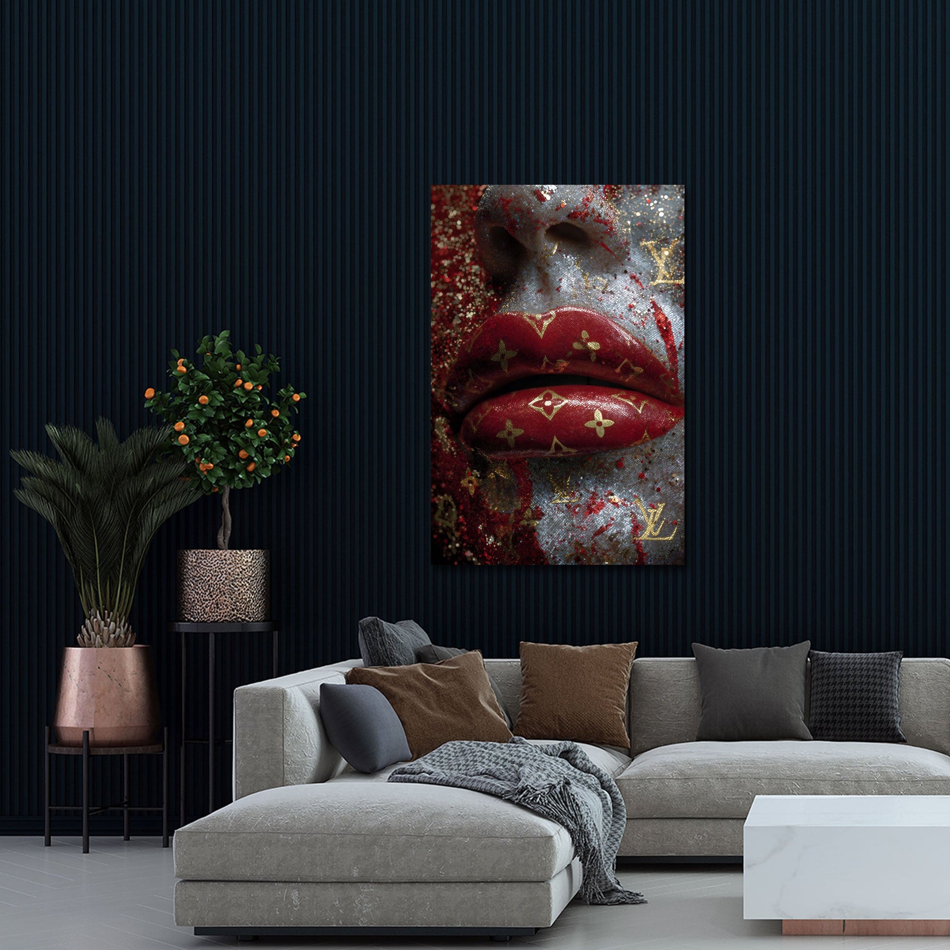 Sinnliche Lippen in glamouröser Fashion Kunst Wandbild