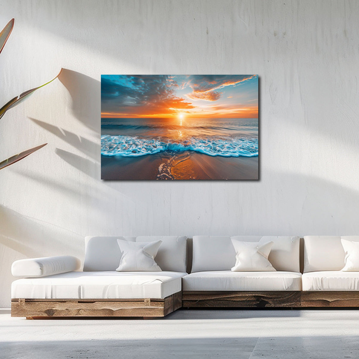 Meer Wandbild über dem Sofa im Wohnzimmer