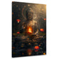 Spiritueller Buddha im Wasser Licht Flamme Lotusblumen Wandbild