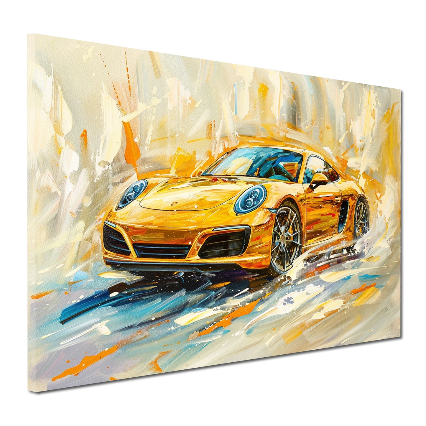 Sportwagen abstrakt gemalt mit Energie und Farbe Wandbild