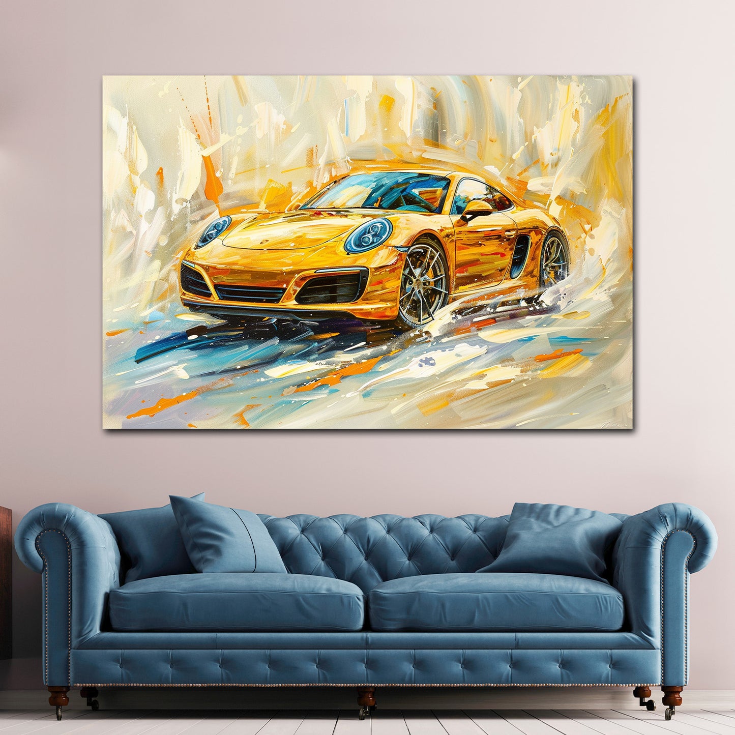 Sportwagen abstrakt gemalt mit Energie und Farbe Wandbild