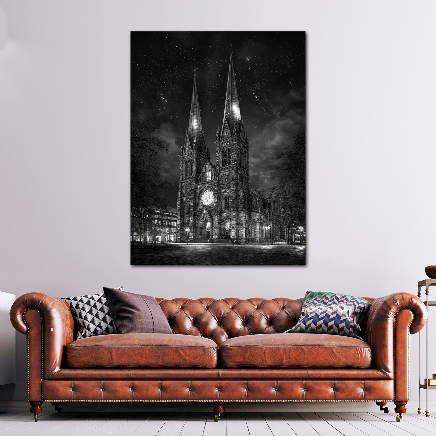 St. Petri Dom Bremen bei Sternenhimmel schwarz weiß Wandbild