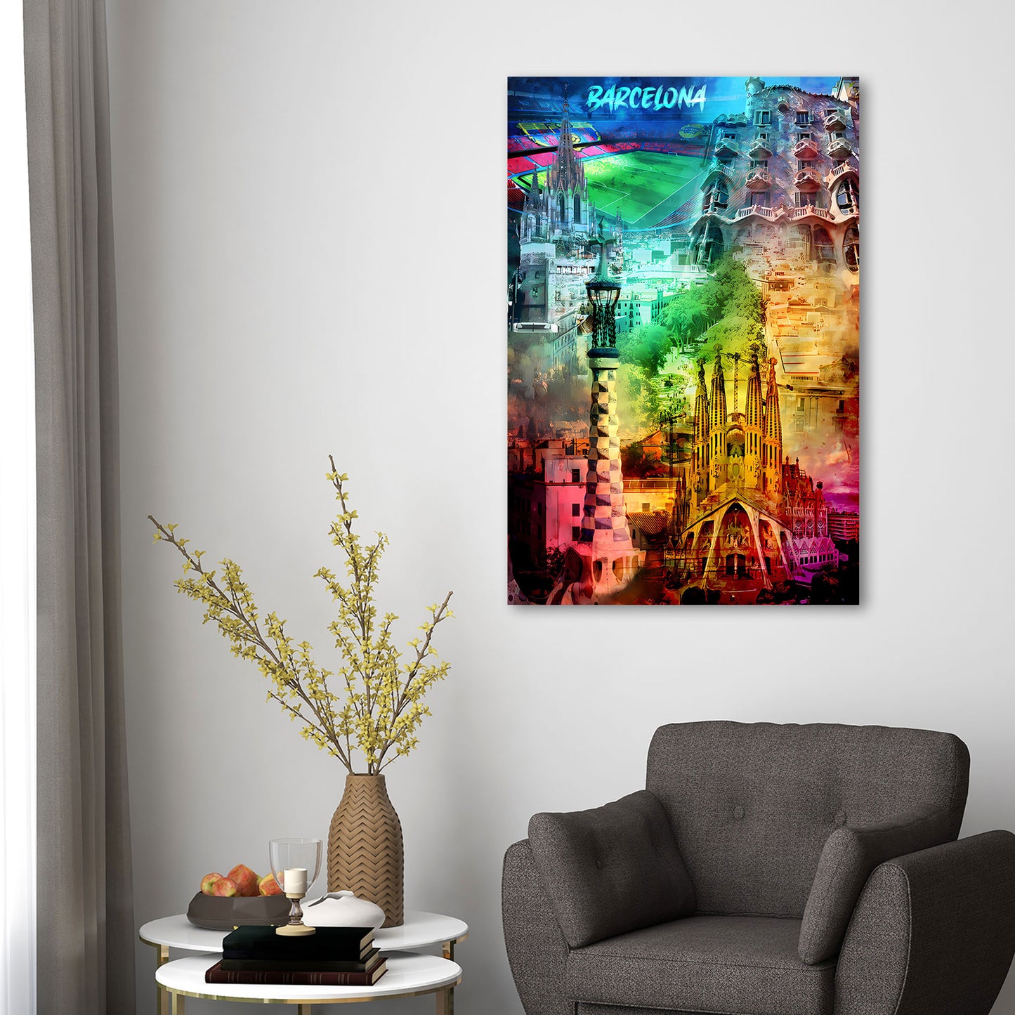 Stadt Barcelona Spanien Collage Sehenswürdigkeiten Wandbild