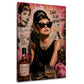 Wandbild Stilikone Audrey mit Sonnenbrille in Rosa und Schwarz