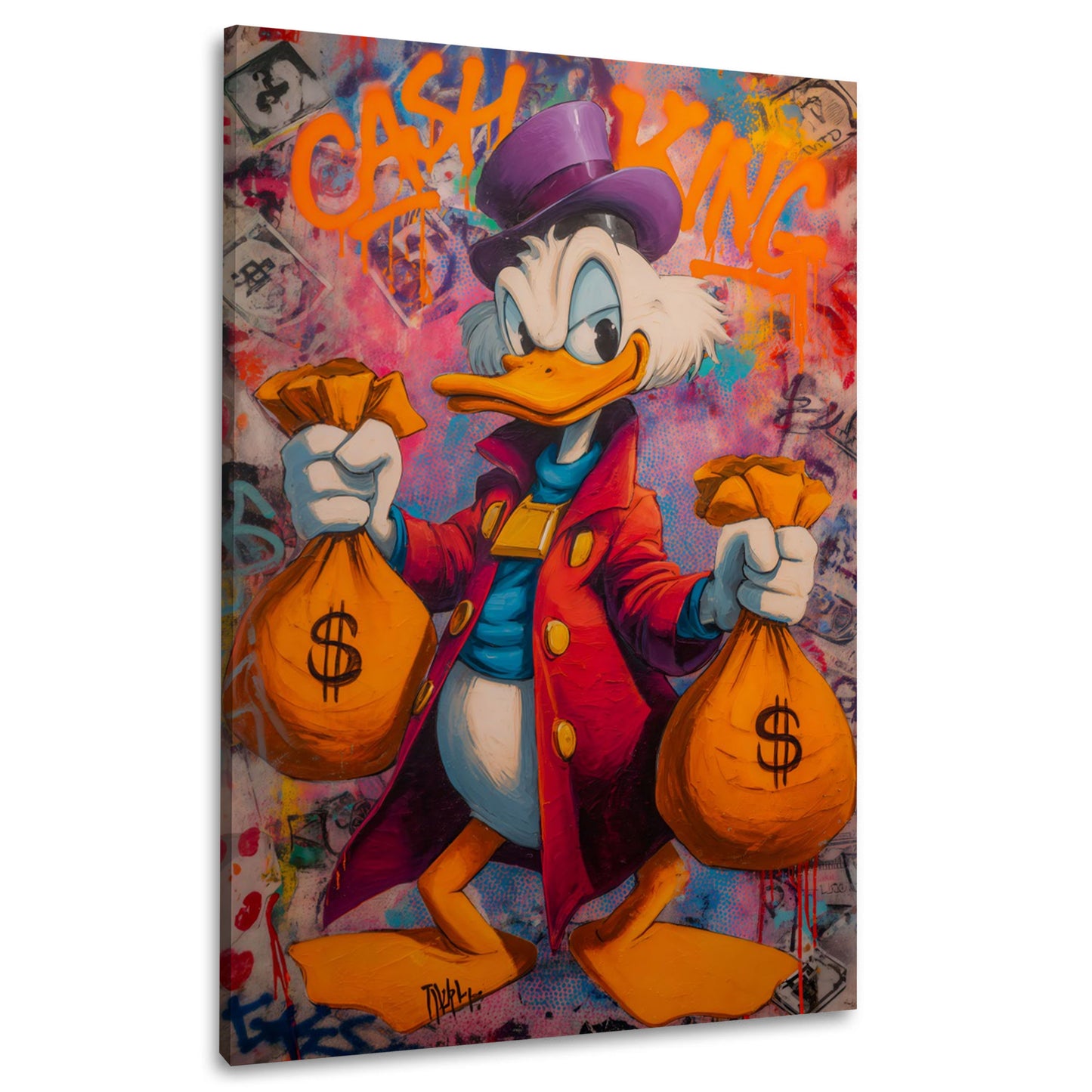 Street Art Comic Ente Business Erfolg Dollar Taschen Wandbild
