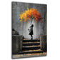 Street Art Kind auf Treppe mit Regenschirm Wandbild
