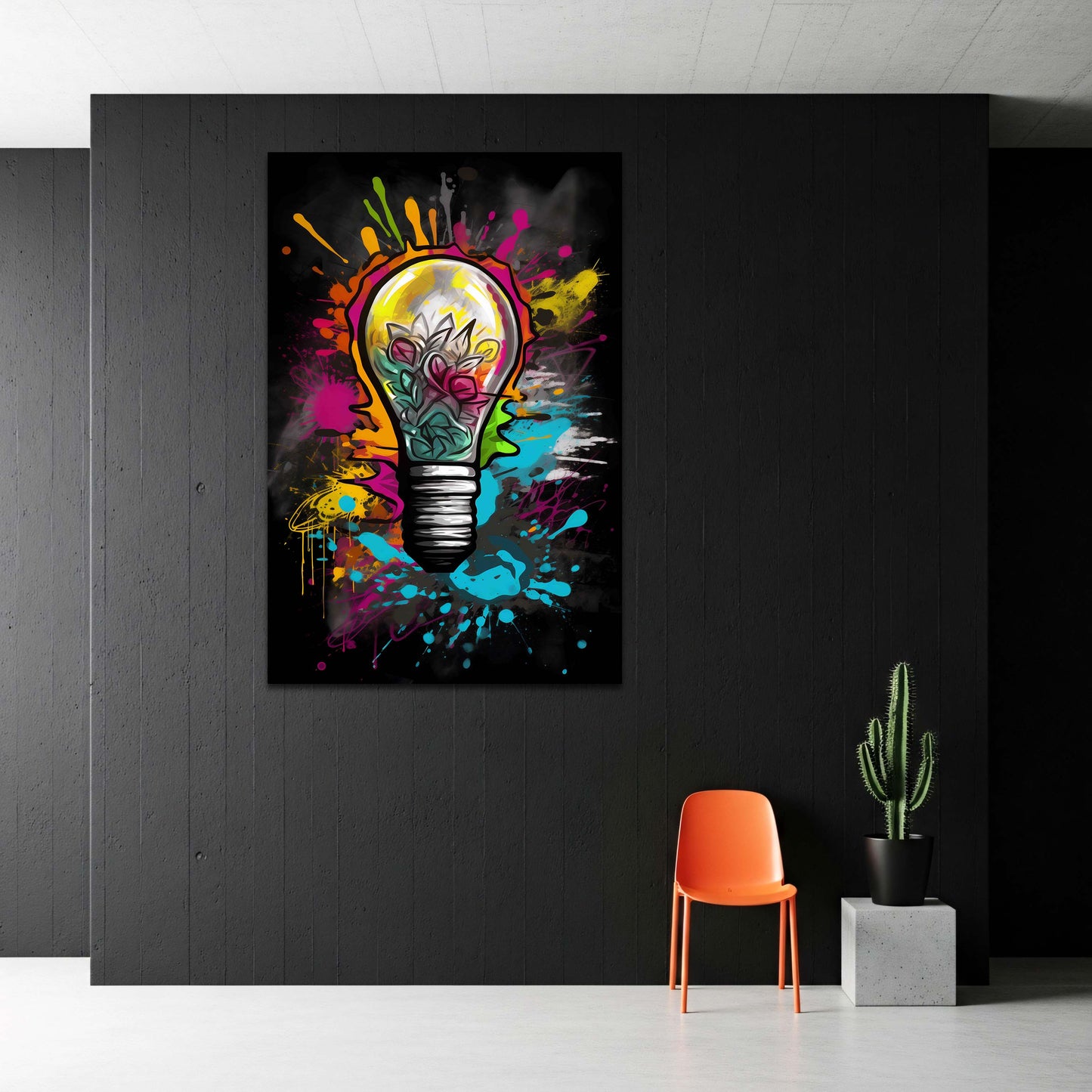 Street Art Lichtidee mit moderner Farbexplosion Wandbild