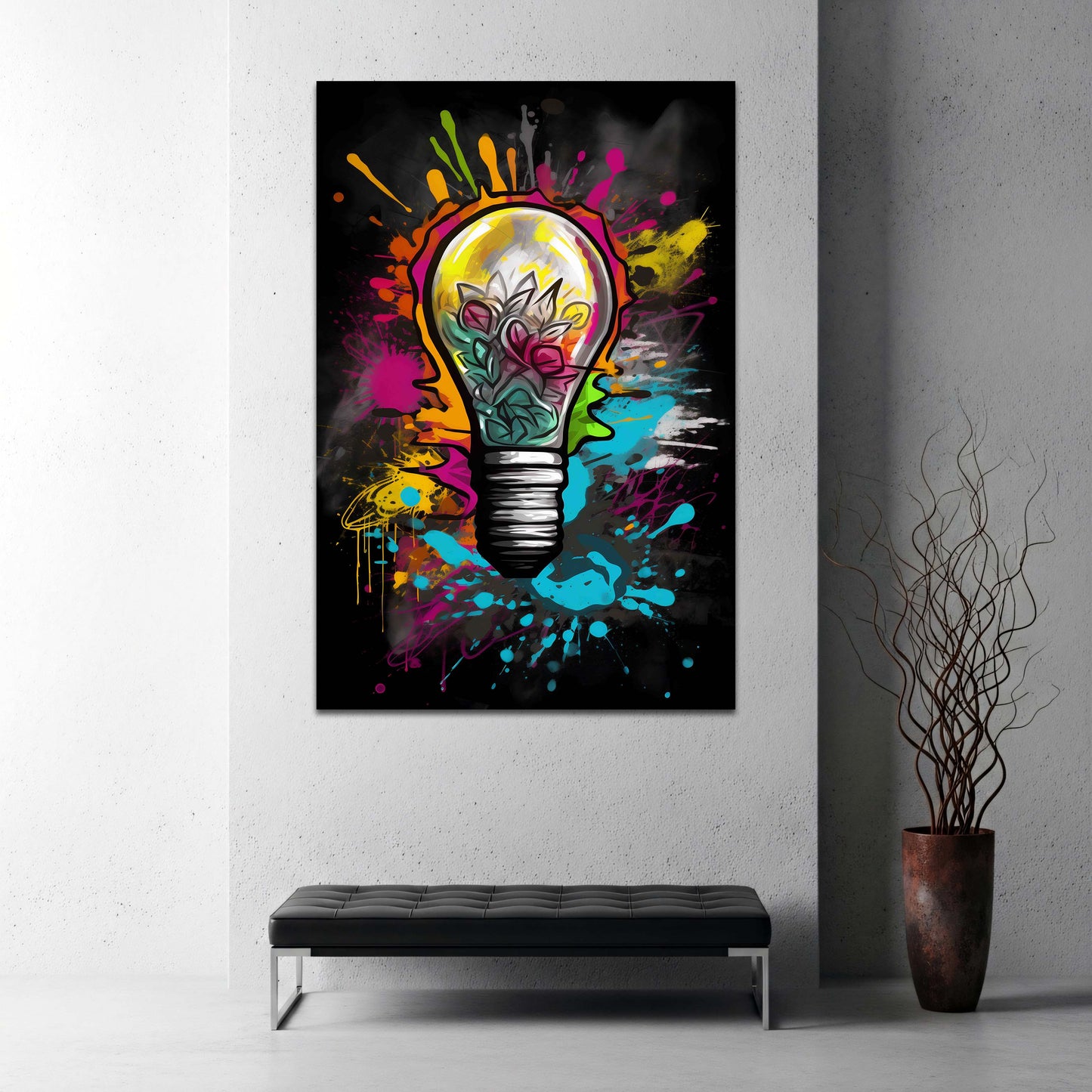 Street Art Lichtidee mit moderner Farbexplosion Wandbild