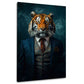Wandbild Tiger Gentleman im blauen Anzug mit Weste als Porträt auf Leinwand