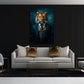 Detailansicht Tiger Porträt Wandbild mit Krawatte und karierter Weste