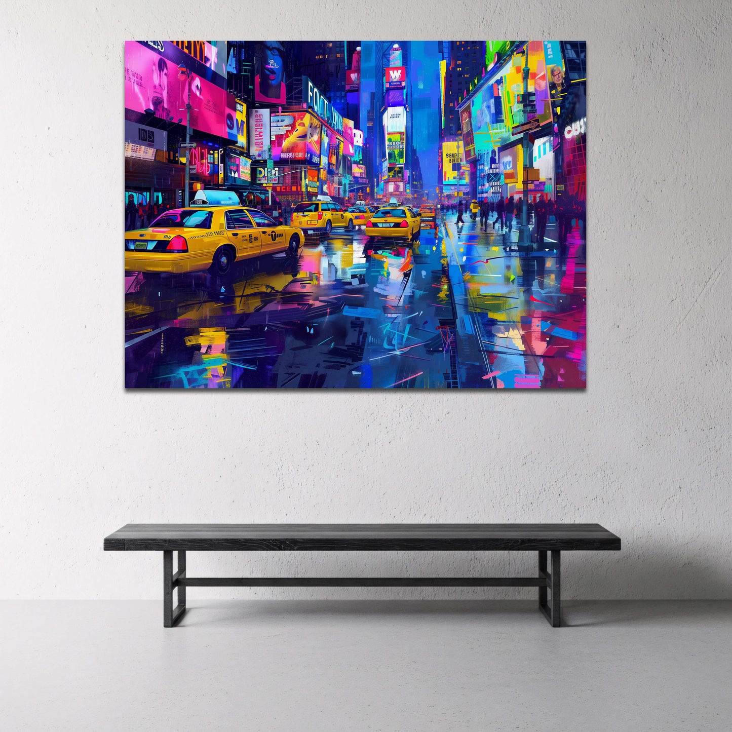 Times Square New York Neon Graffiti Wandbild