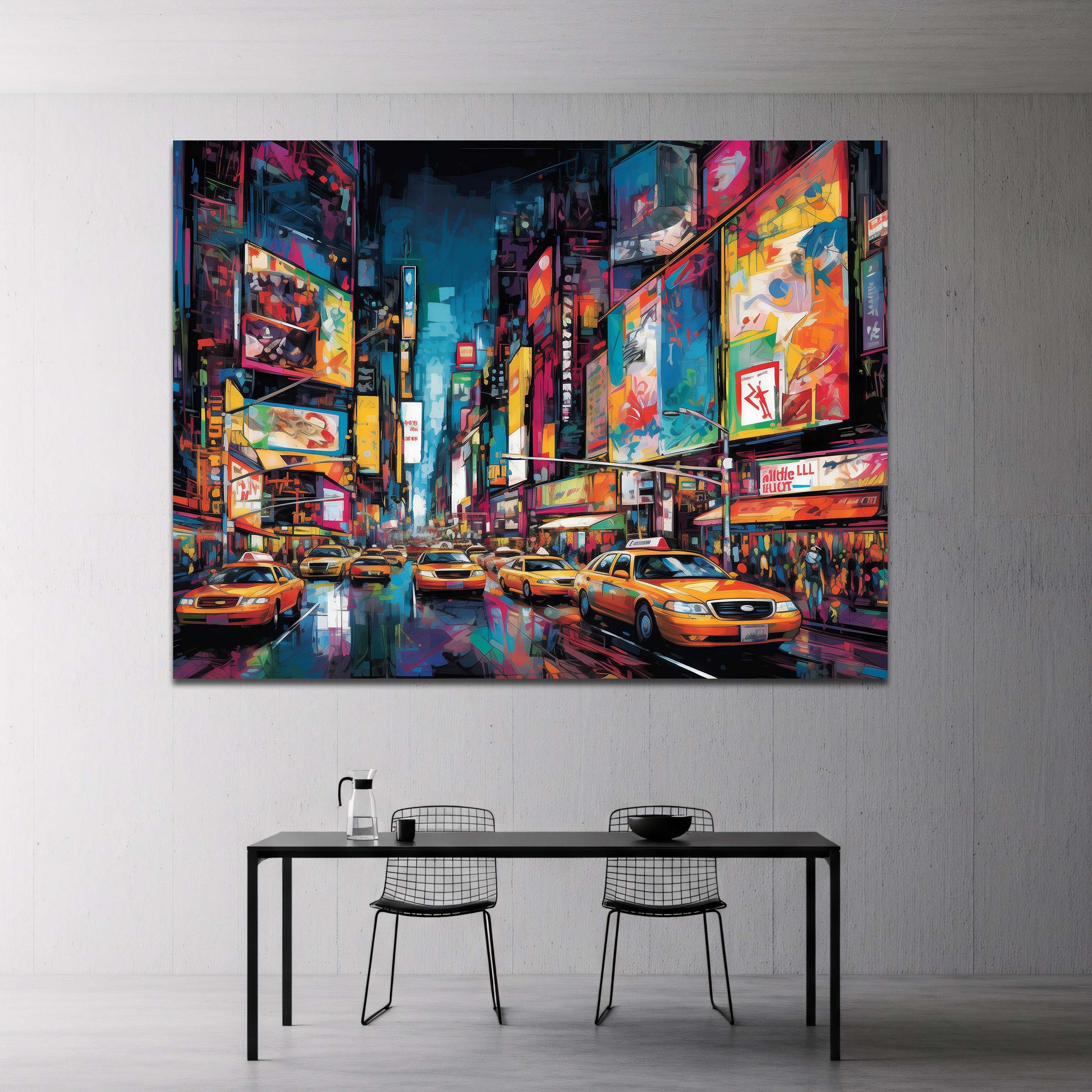 Times Square Taxireihe Neon Graffiti Wandbild
