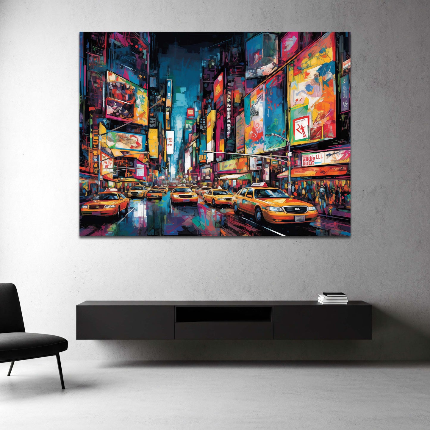 Times Square Taxireihe Neon Graffiti Wandbild