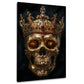 Goldener Totenkopf mit juwelenbesetzter Krone und Rubinen – Wandbild im Hochformat