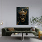 Totenkopf Wandbild mit Krone als Blickfang im modernen Schlafzimmer