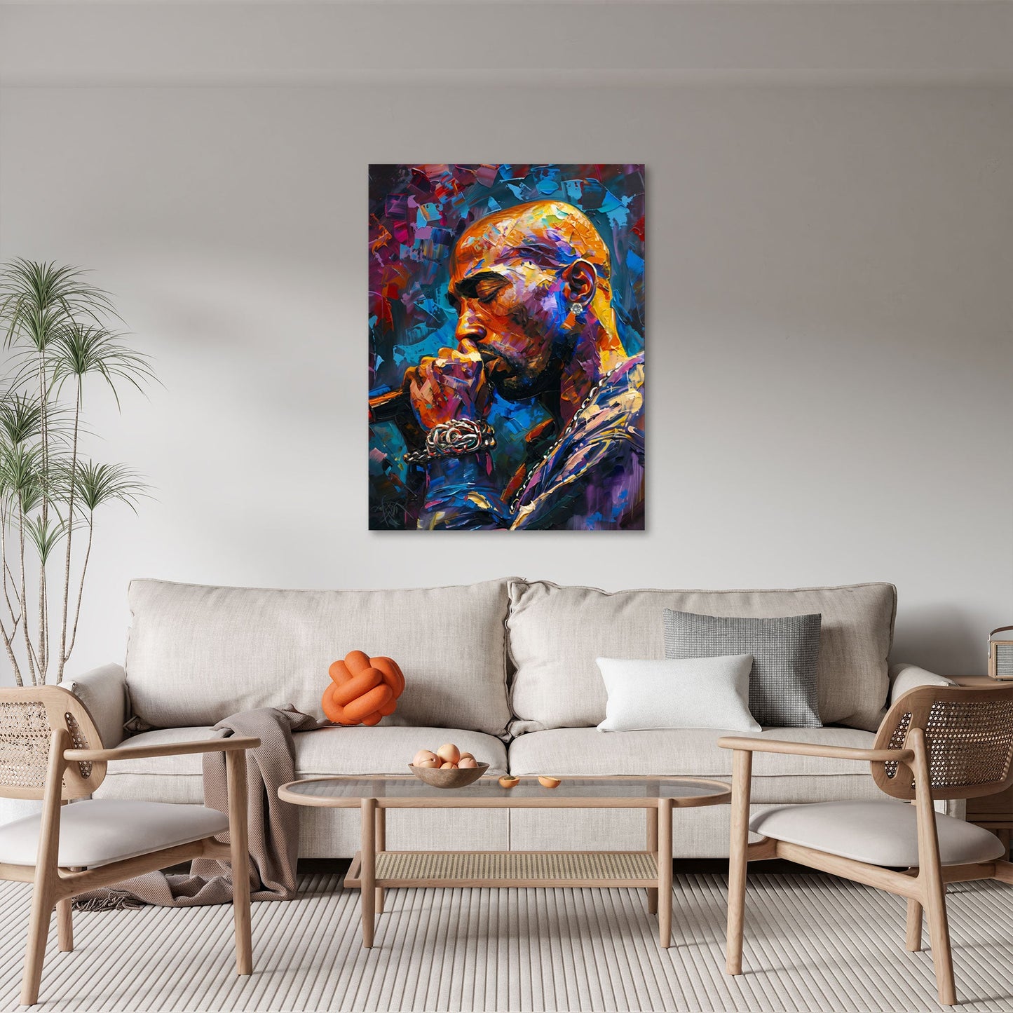 Tupac Porträt im Pop Art Stil Wandbild
