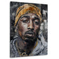 Tupac Porträt mit Bandana und goldener Kette Wandbild