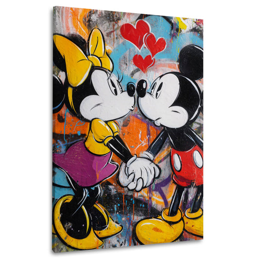 Verliebtes Maus Paar Pop Art mit großen Herzen Wandbild