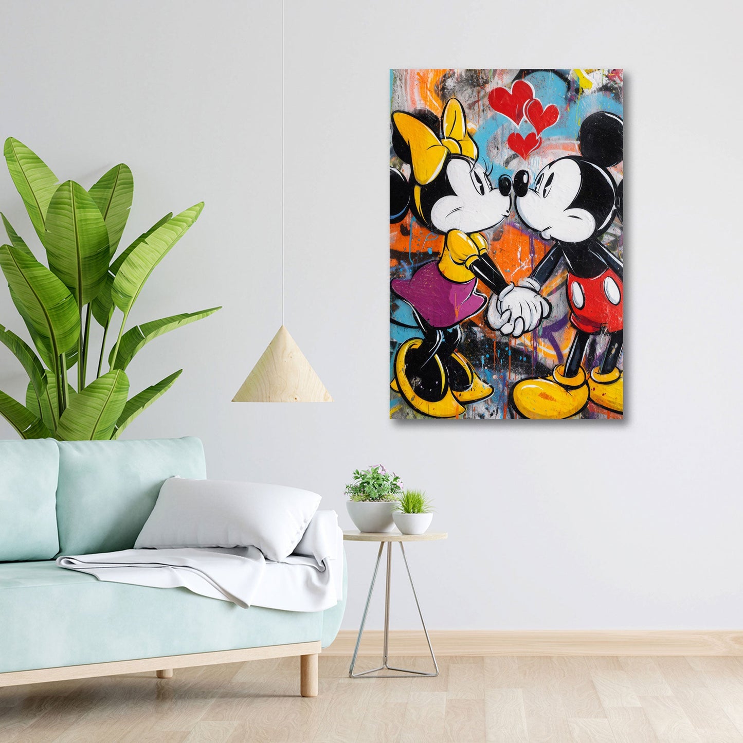 Verliebtes Maus Paar Pop Art mit großen Herzen Wandbild