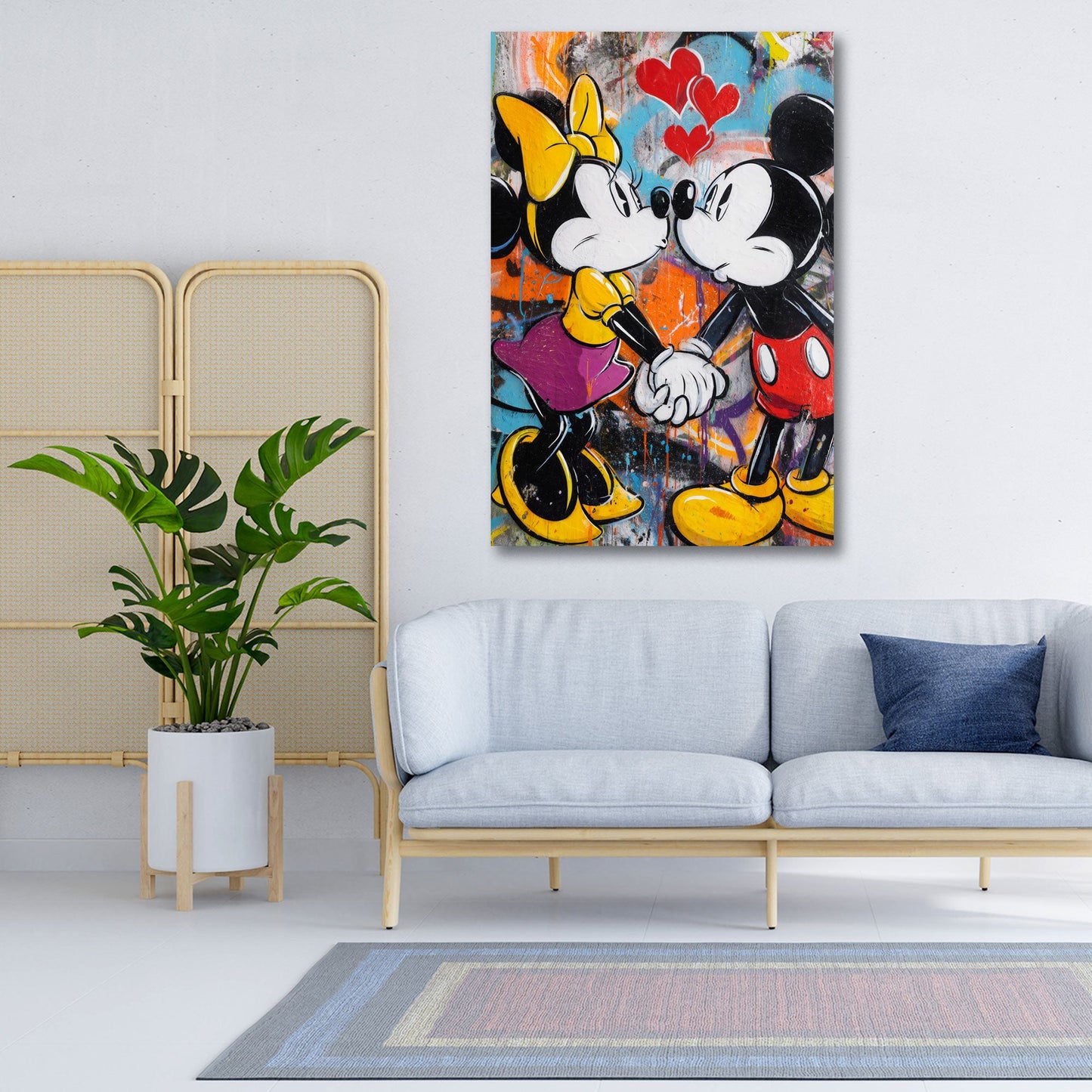 Verliebtes Maus Paar Pop Art mit großen Herzen Wandbild