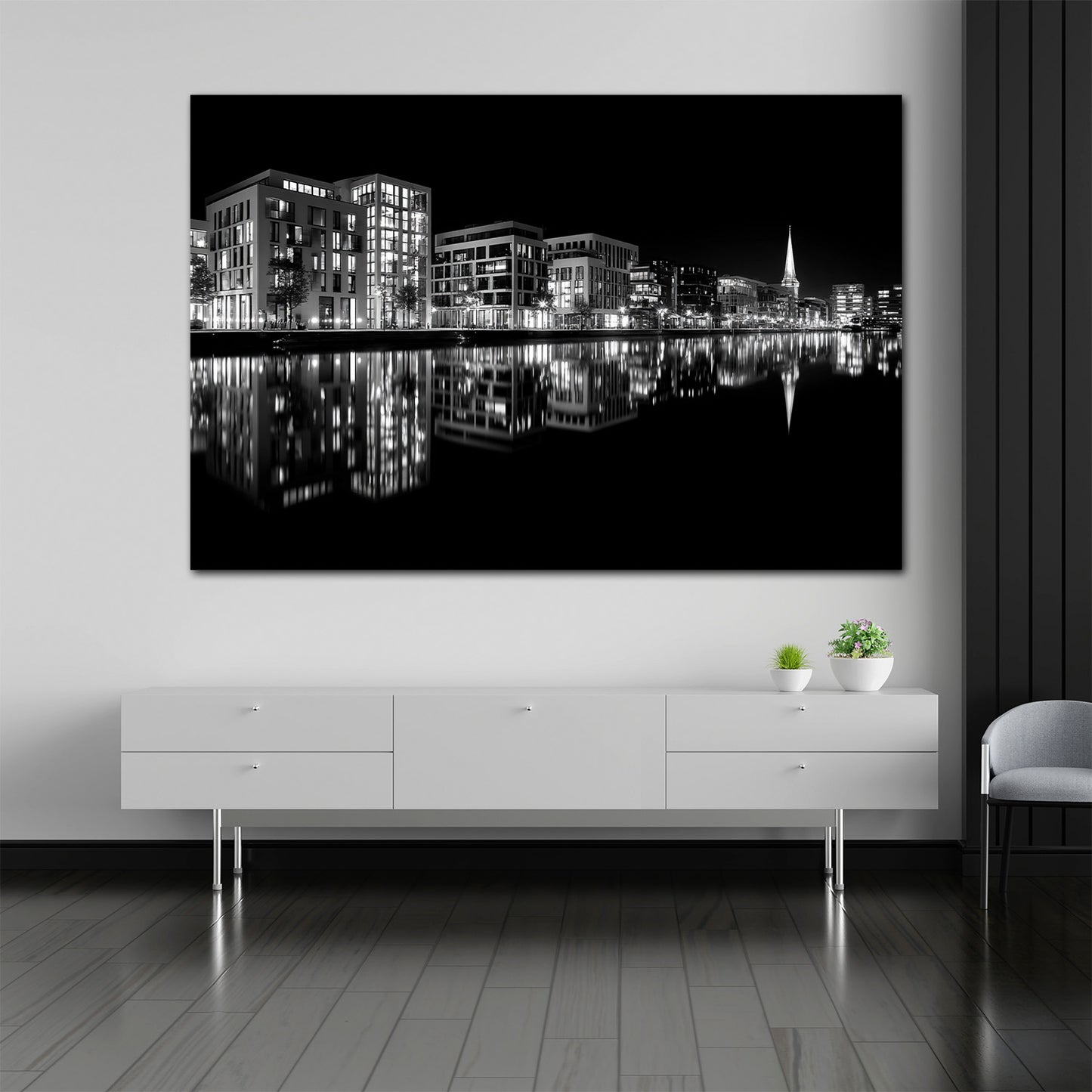 Wahrzeichen Bremen moderne Skyline schwarz weiß Wandbild