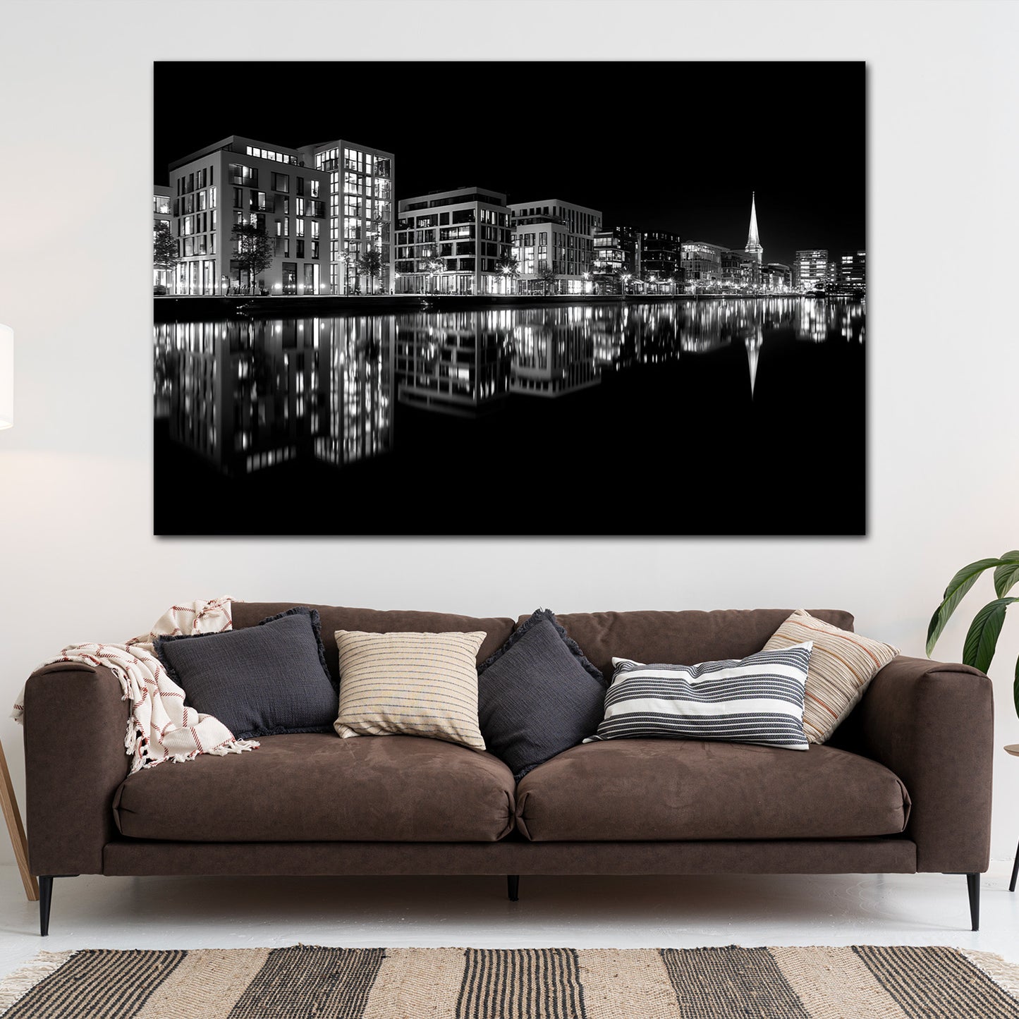 Wahrzeichen Bremen moderne Skyline schwarz weiß Wandbild