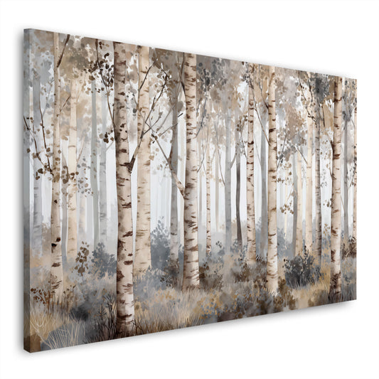 Waldlandschaft mit Birken helle Baumstämme abstrakt Natur Wandbild