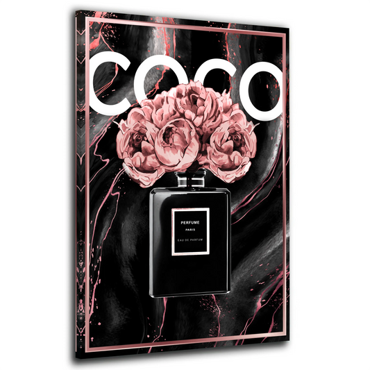 Parfüm Flasche Pop Art in rosa & schwarz Wandbild Kunstwerk