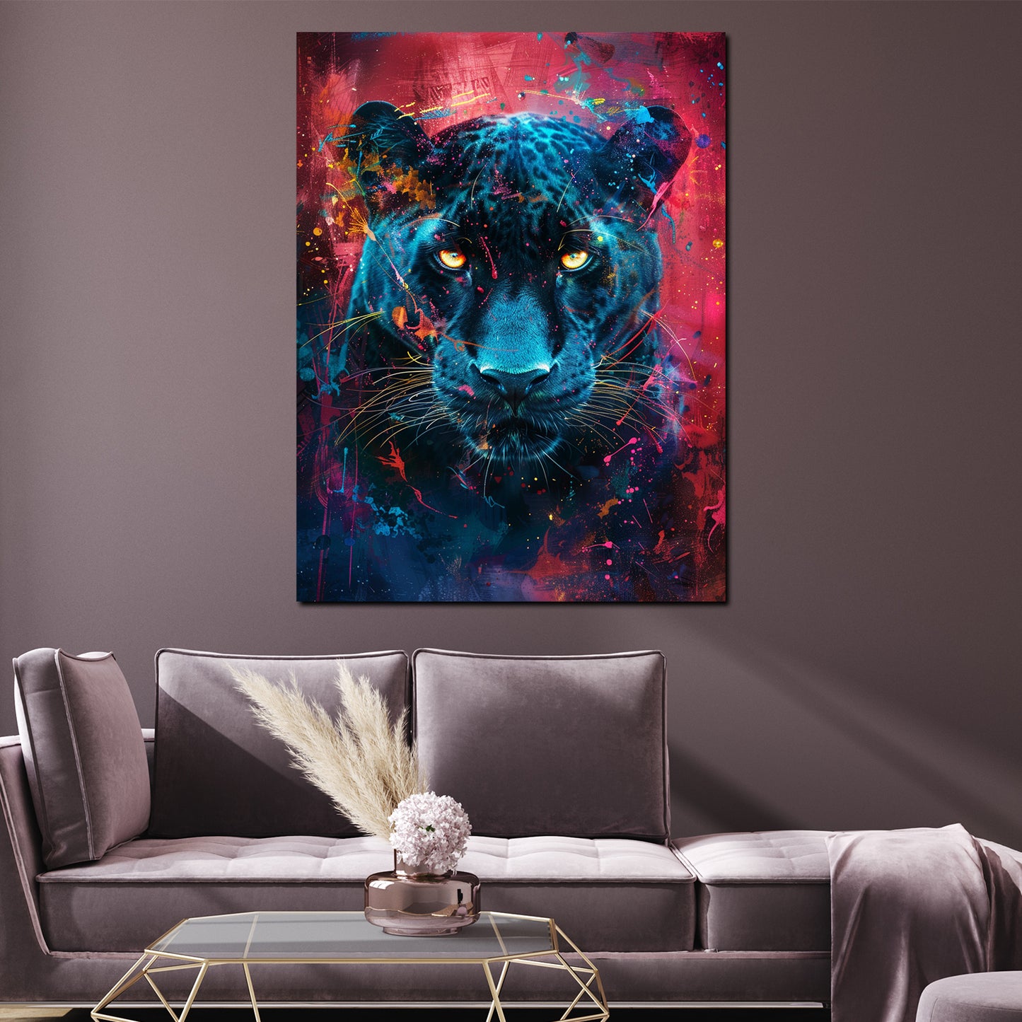 Pop Art Panther intensiv modern farbenfroh Wandbild Kunstwerk