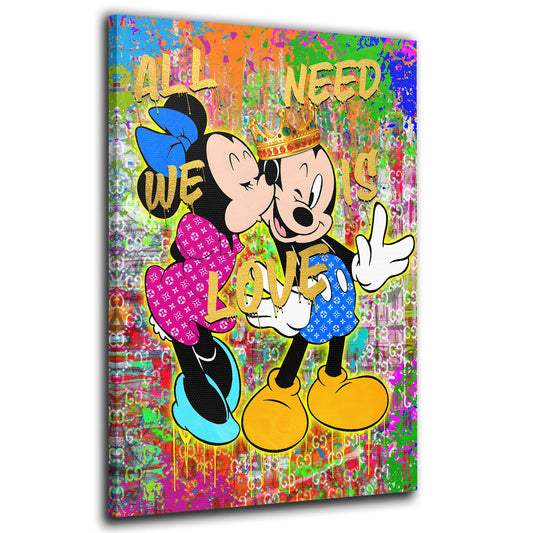 Wandbild Kunstwerk King Mickey Love Is All, Comic