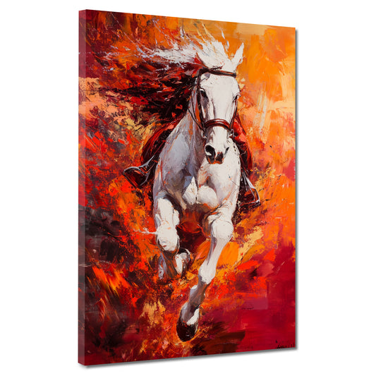 Weißes Pferd Energie Explosion Rot Orange Wandbild