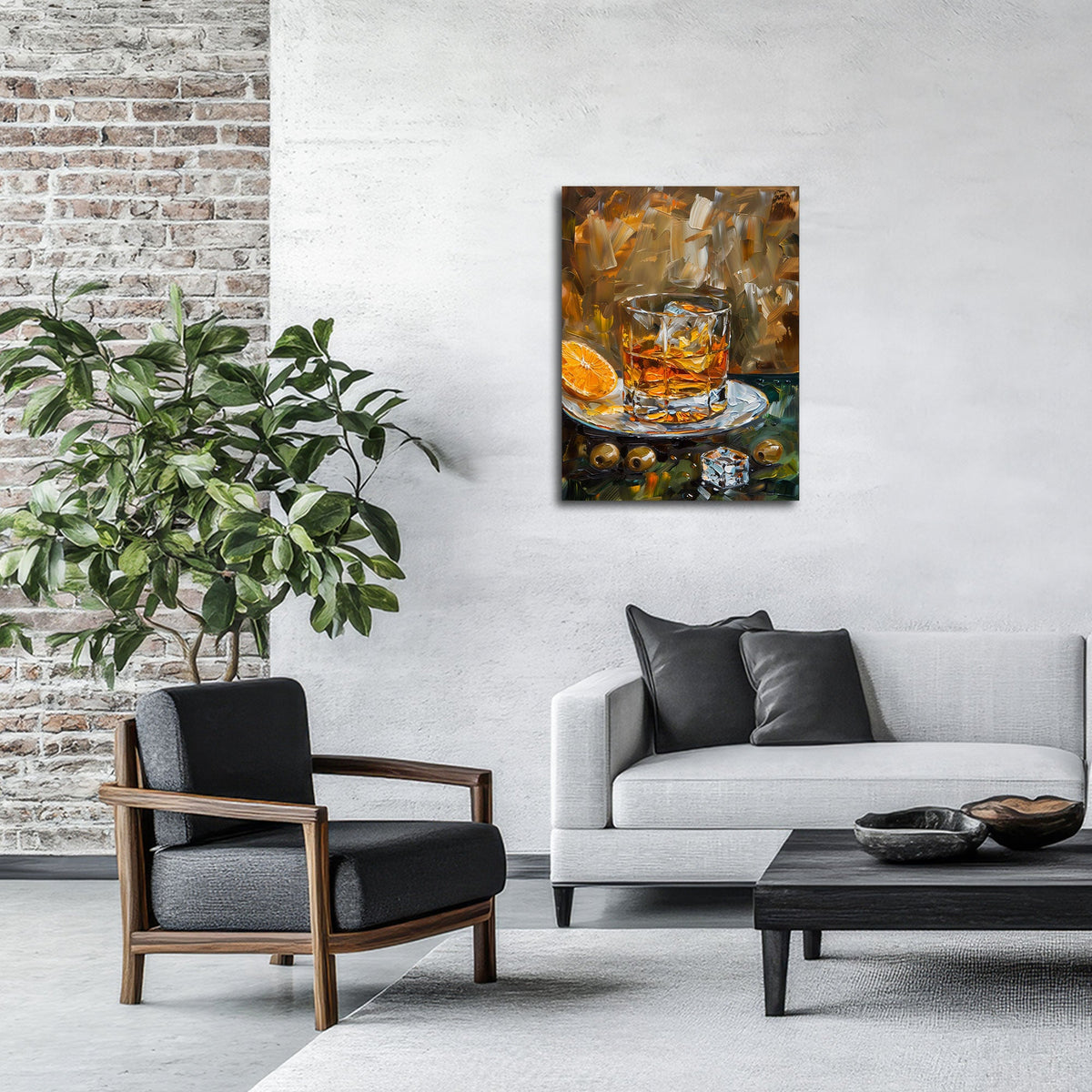 Stillleben Wandbild als stilvoller Akzent in der Bar-Ecke