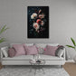 Detailansicht Blumen Wandbild mit Dahlien, Orchideen und Beeren