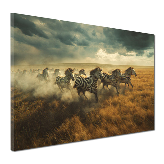 Zebras im Galopp Savanne Wandbild
