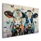 Zwei Kühe mit Schmetterlingen im Pop-Art-Stil als Wandbild