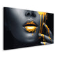 Abstract Gold Lips Wandbild Kunstwerk